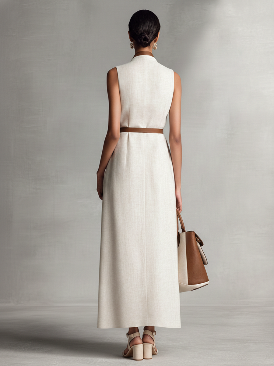 Daniela · Vestido Maxi Cuello V con Cinturón