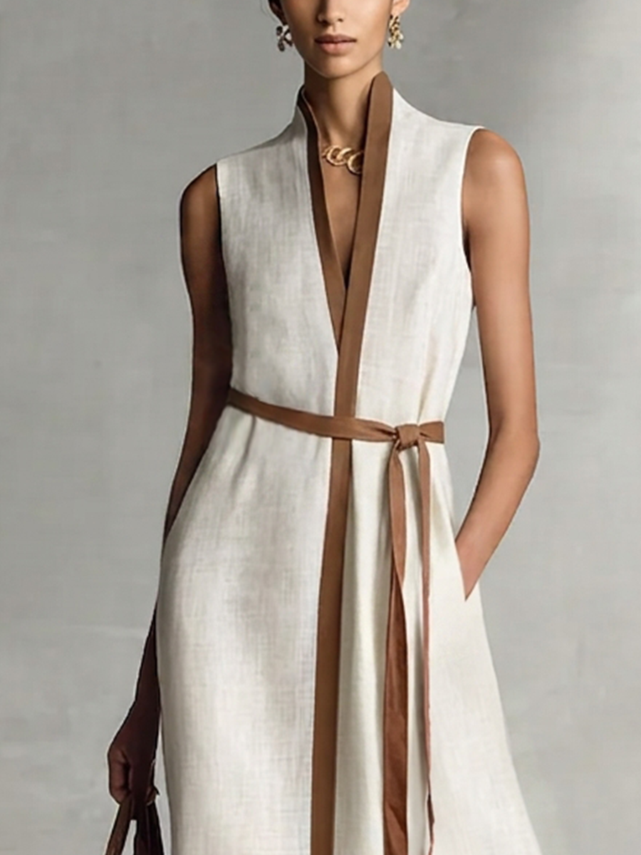 Daniela · Vestido Maxi Cuello V con Cinturón