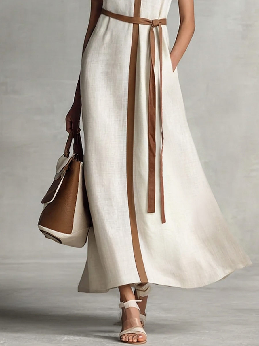 Daniela · Vestido Maxi Cuello V con Cinturón
