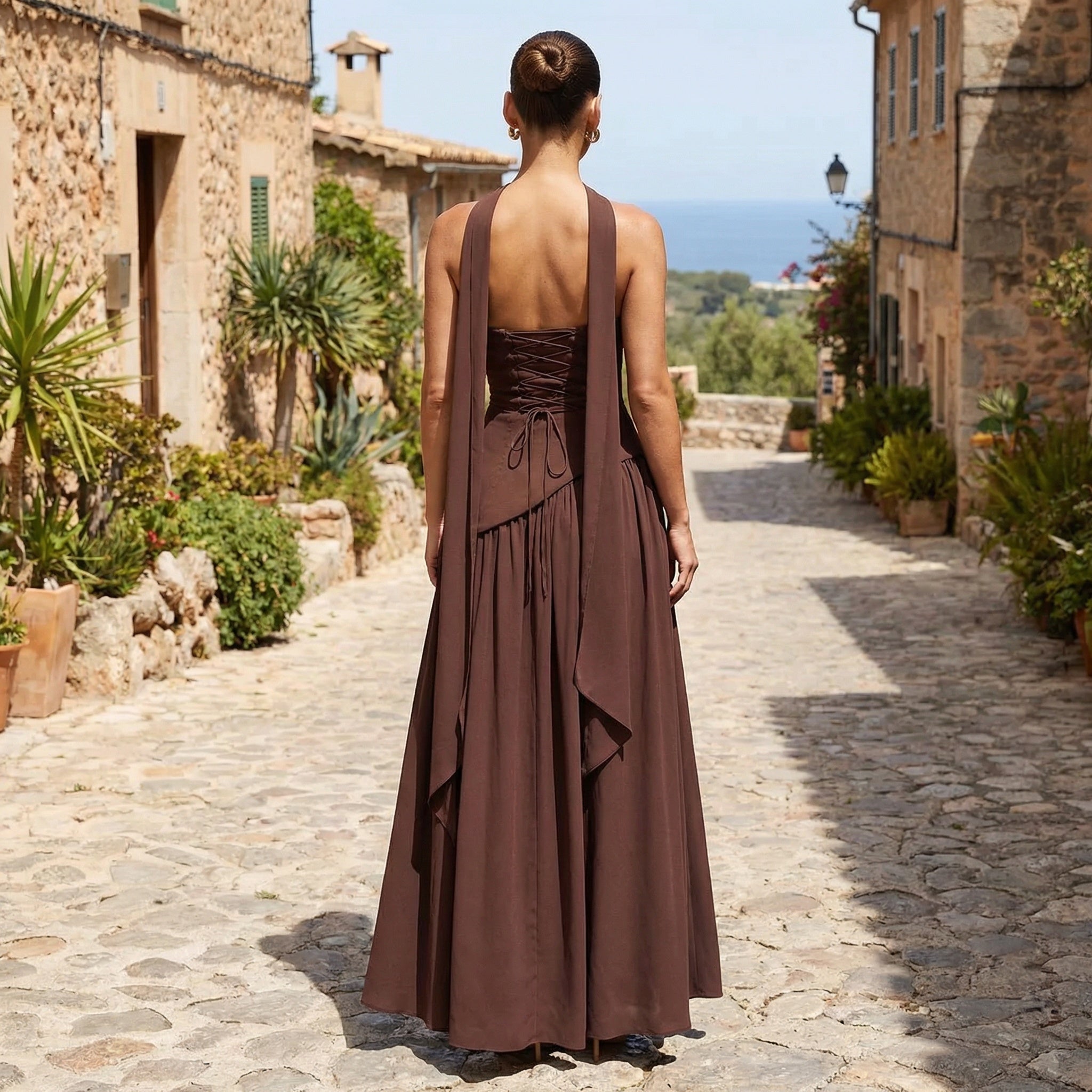 Maia - Vestido maxi sin tirantes