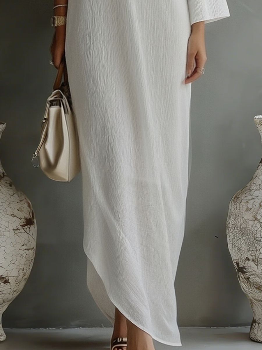 Inés · Vestido Maxi Un Hombro de Lino y Algodón