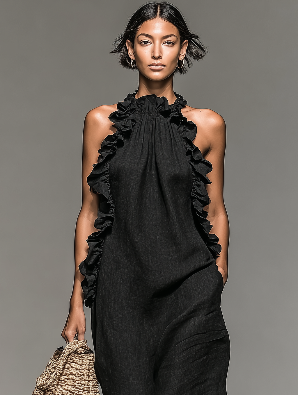 Lua · Vestido Maxi Halter con Bolsillos
