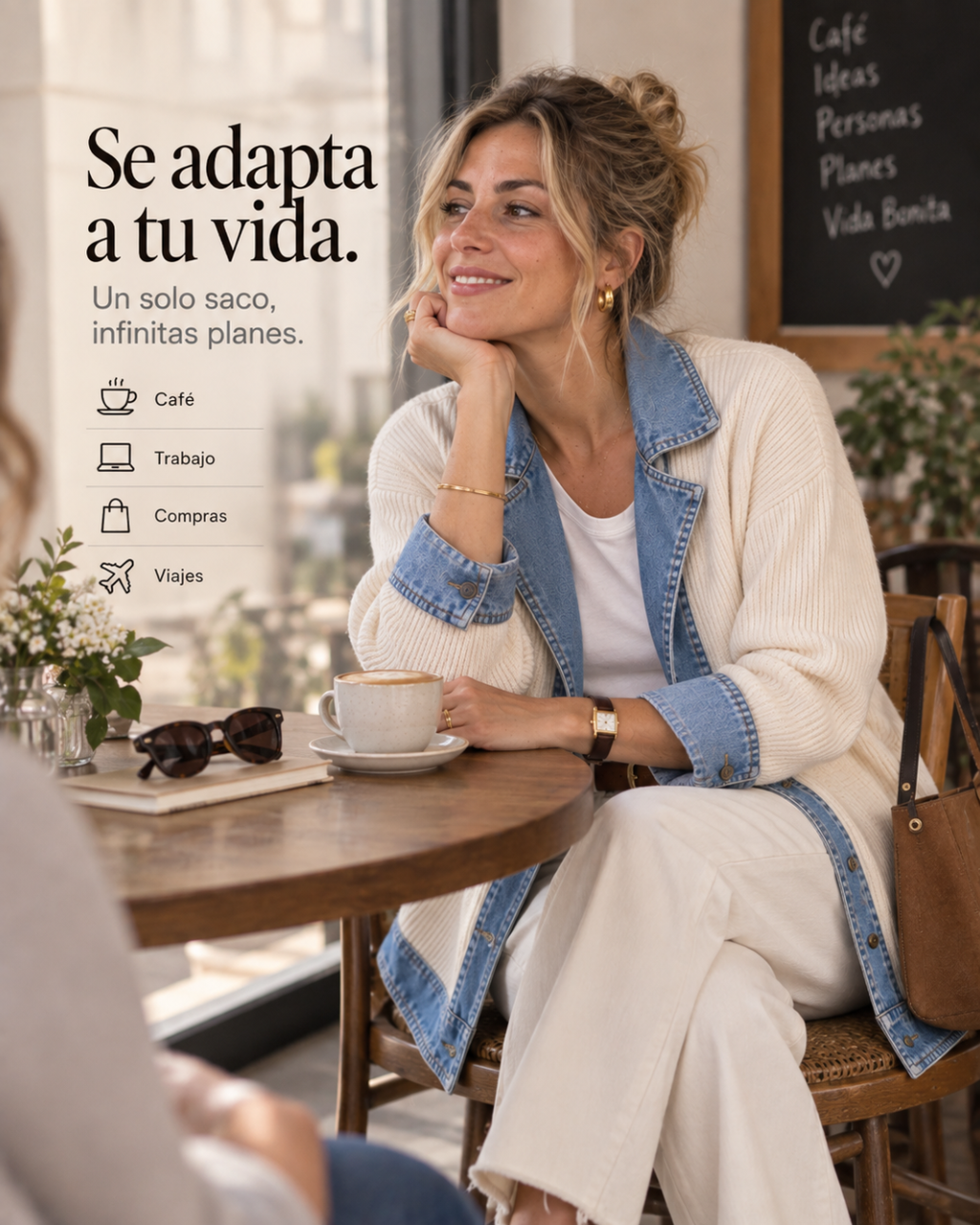 Magdalena | Chaqueta de Punto con Paneles en Denim