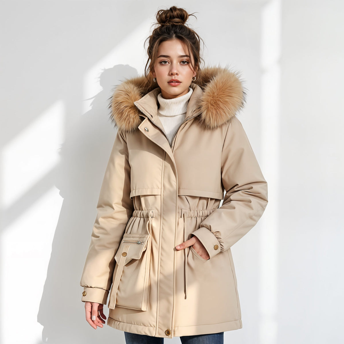 Marta | Parka con Capucha de Pelo Sintético
