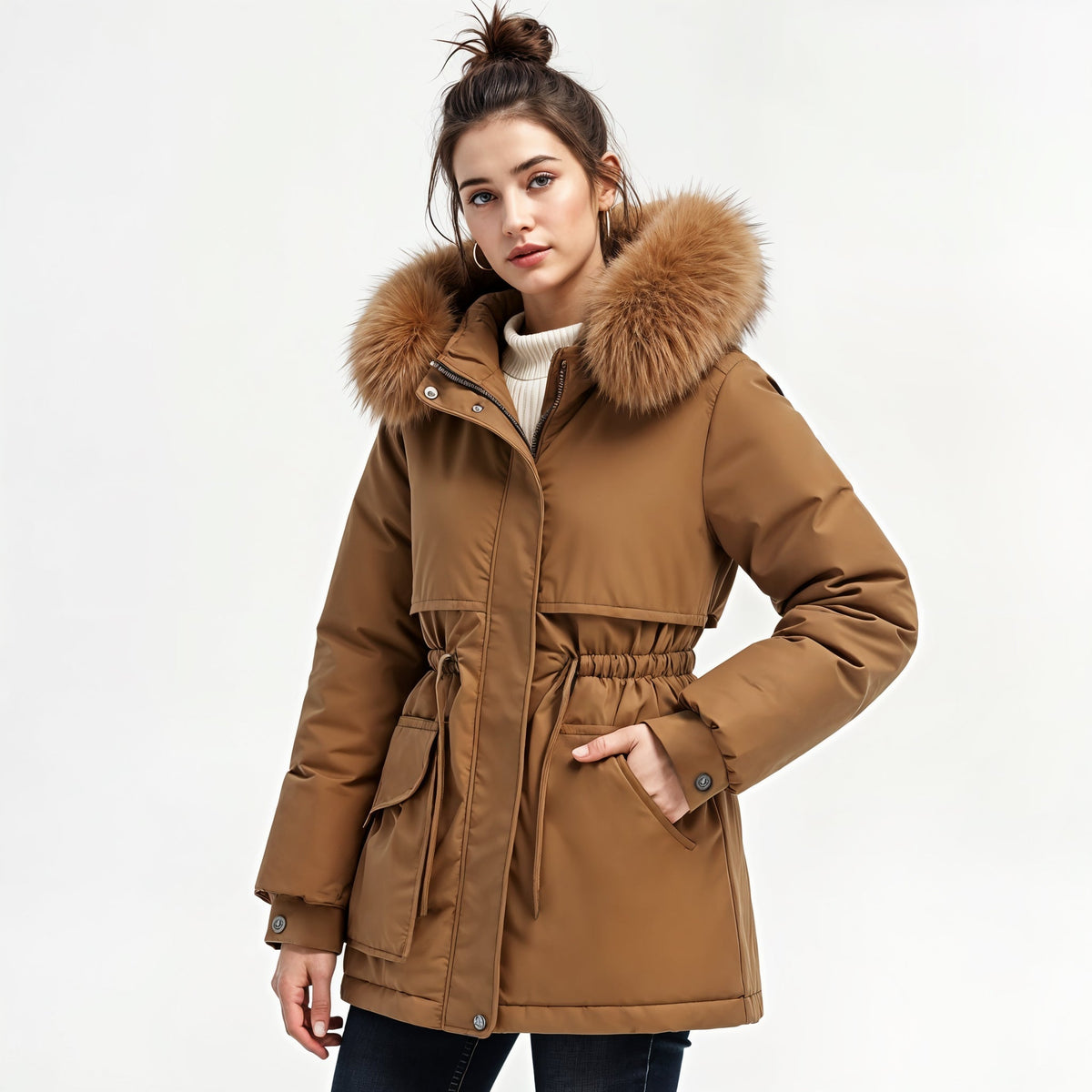 Marta | Parka con Capucha de Pelo Sintético