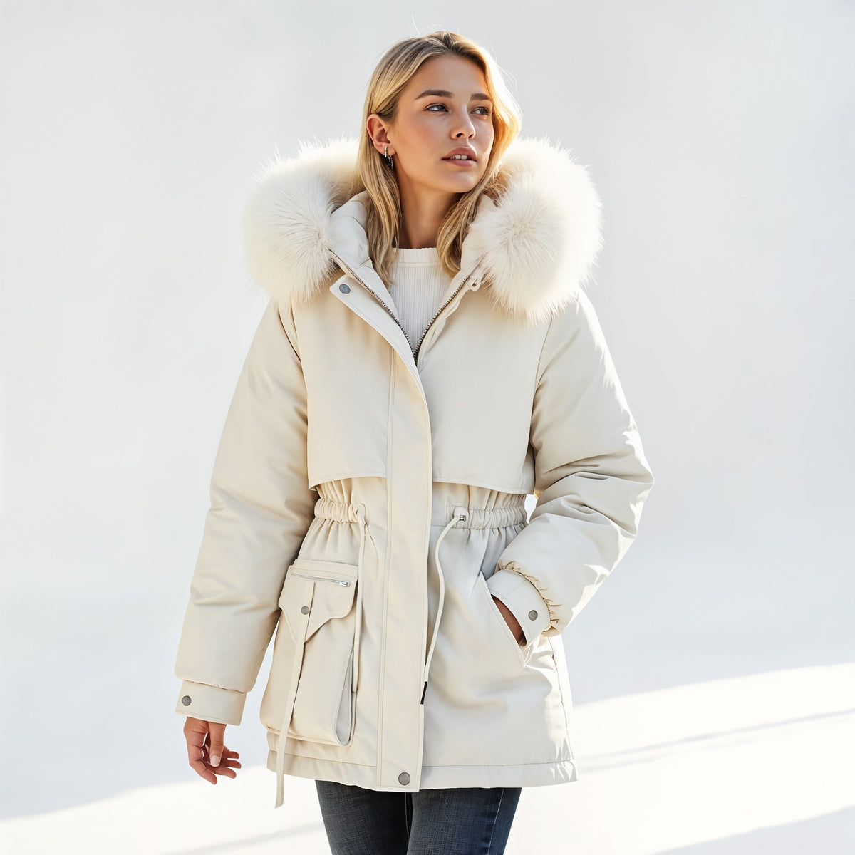 Marta | Parka con Capucha de Pelo Sintético