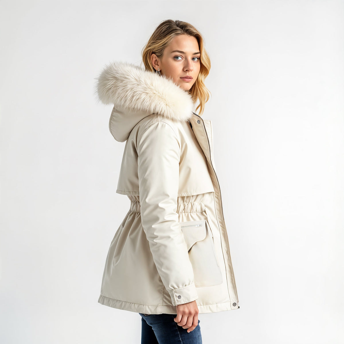 Marta | Parka con Capucha de Pelo Sintético