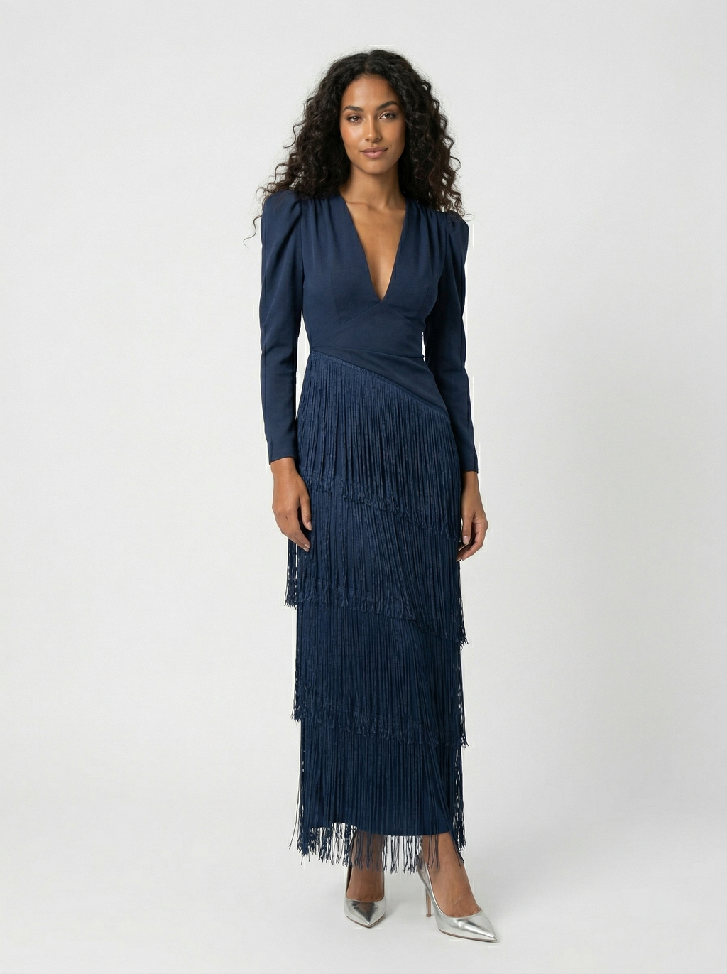 Clara | Vestido elegante de flecos con mangas
