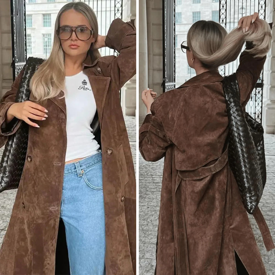Eva | Gabardina de Ante Sintético con Cinturón