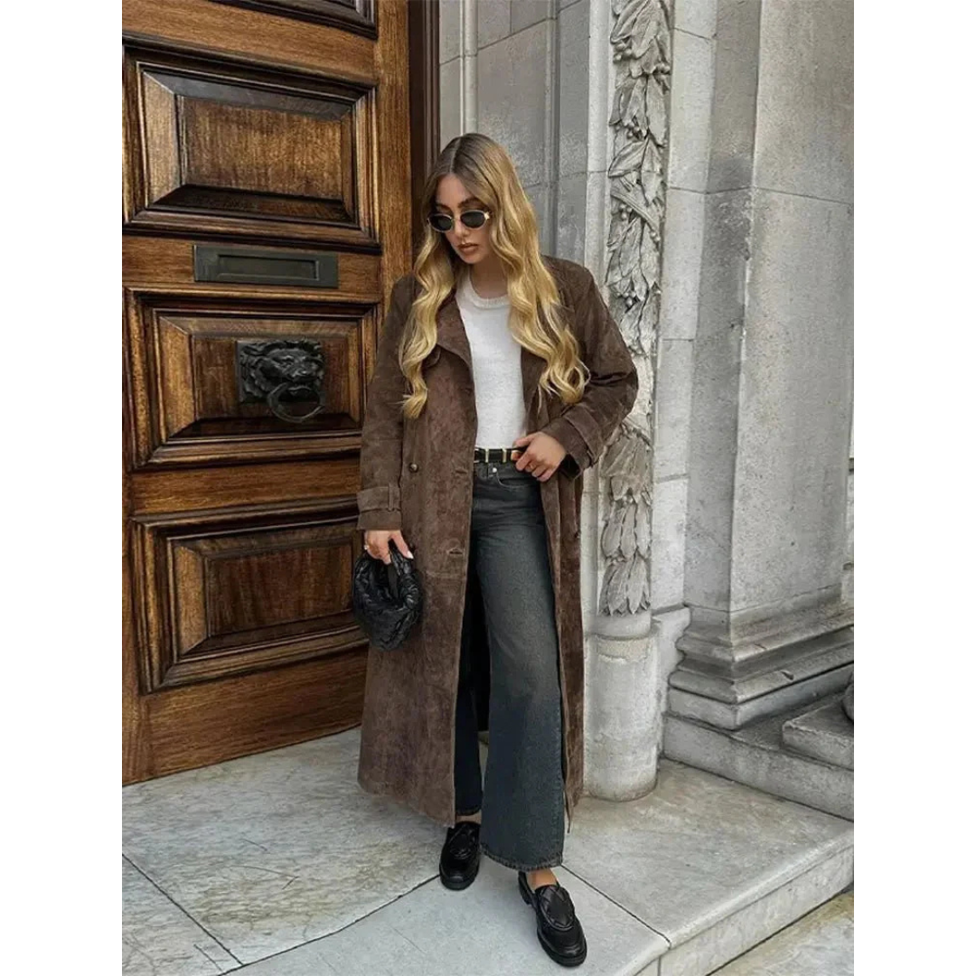 Eva | Gabardina de Ante Sintético con Cinturón