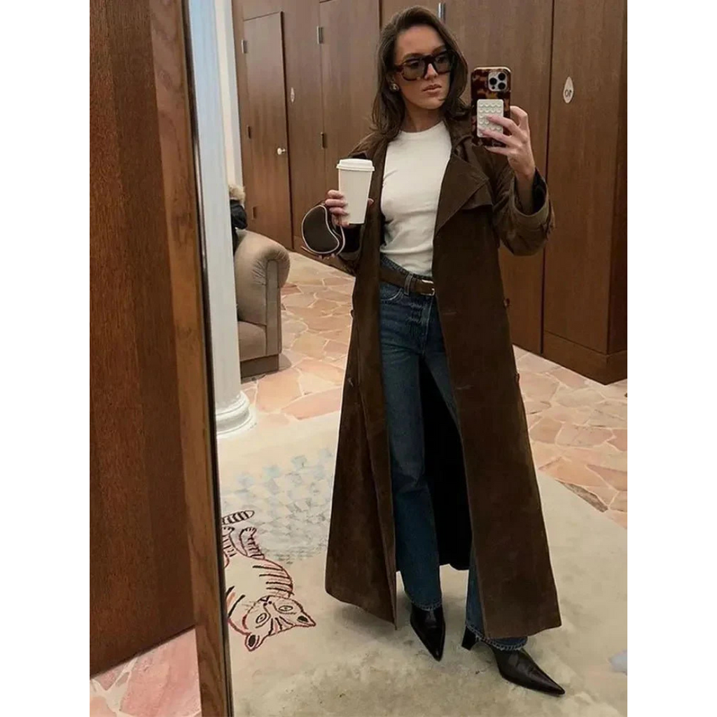 Eva | Gabardina de Ante Sintético con Cinturón