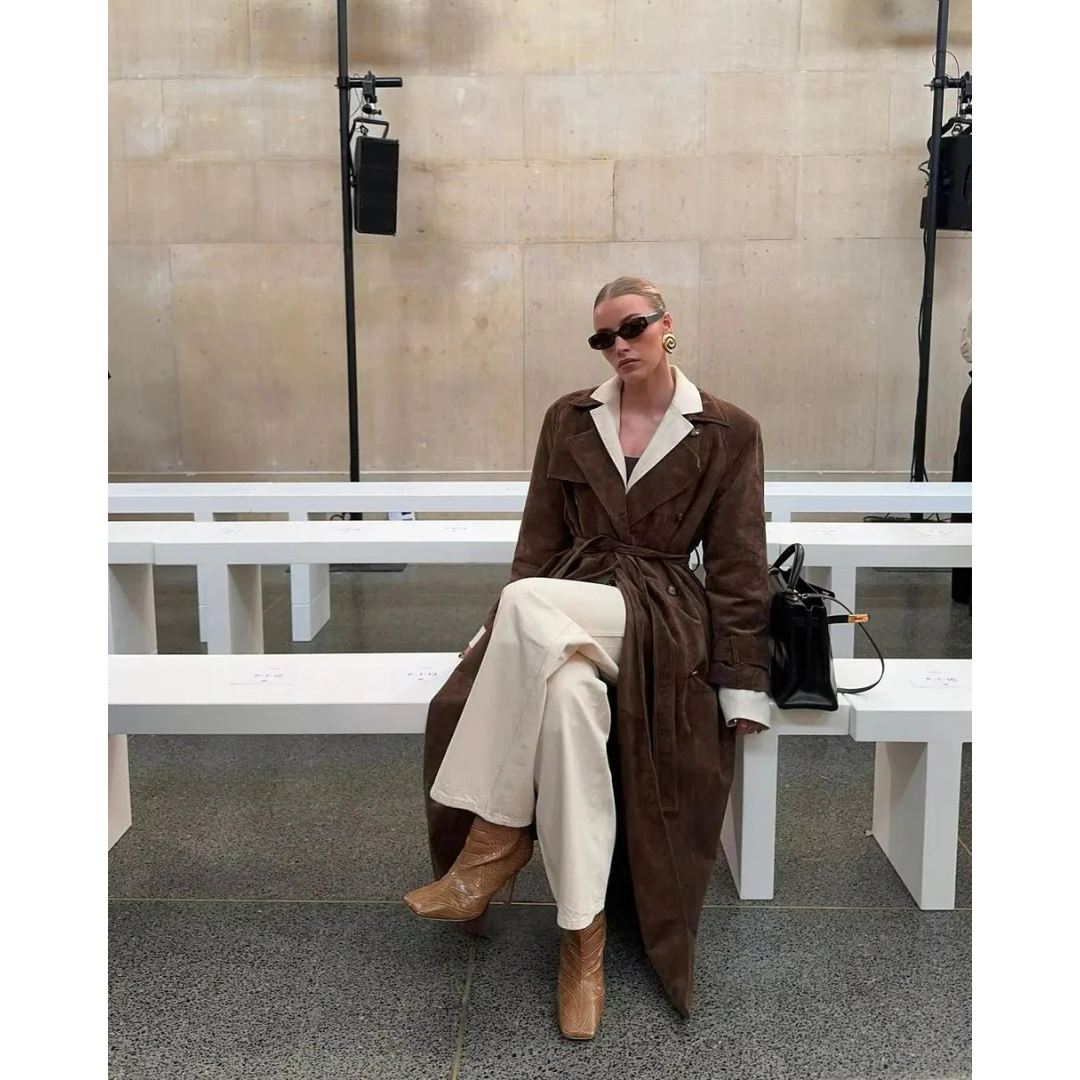 Eva | Gabardina de Ante Sintético con Cinturón