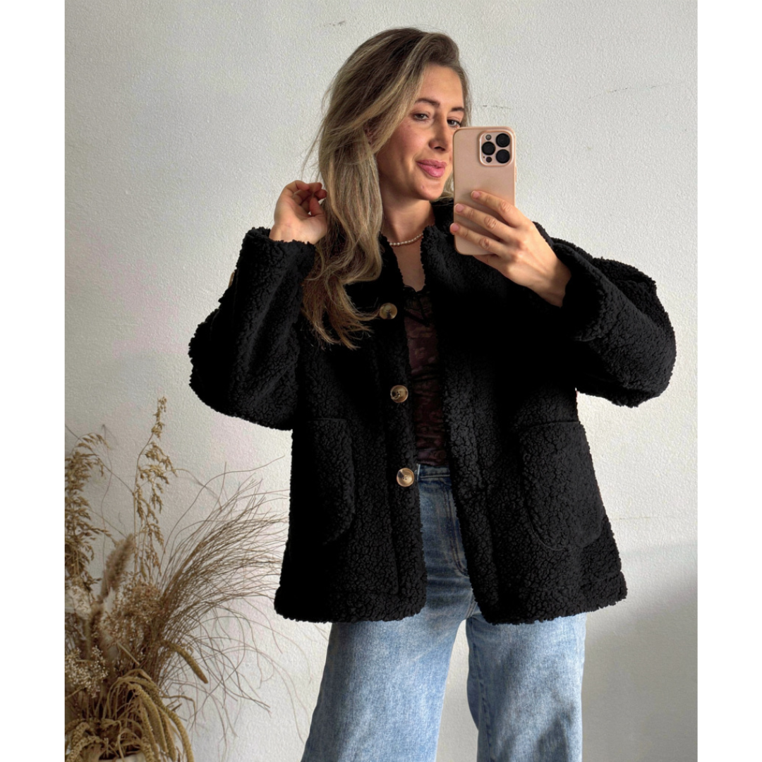 Catalina | Chaqueta Borreguito Crema con Botones