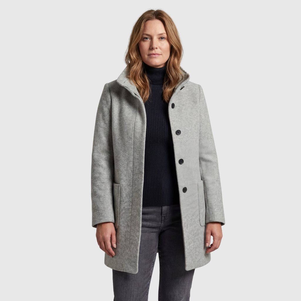Carlota | Chaqueta de Paño Gris con Cuello Mao