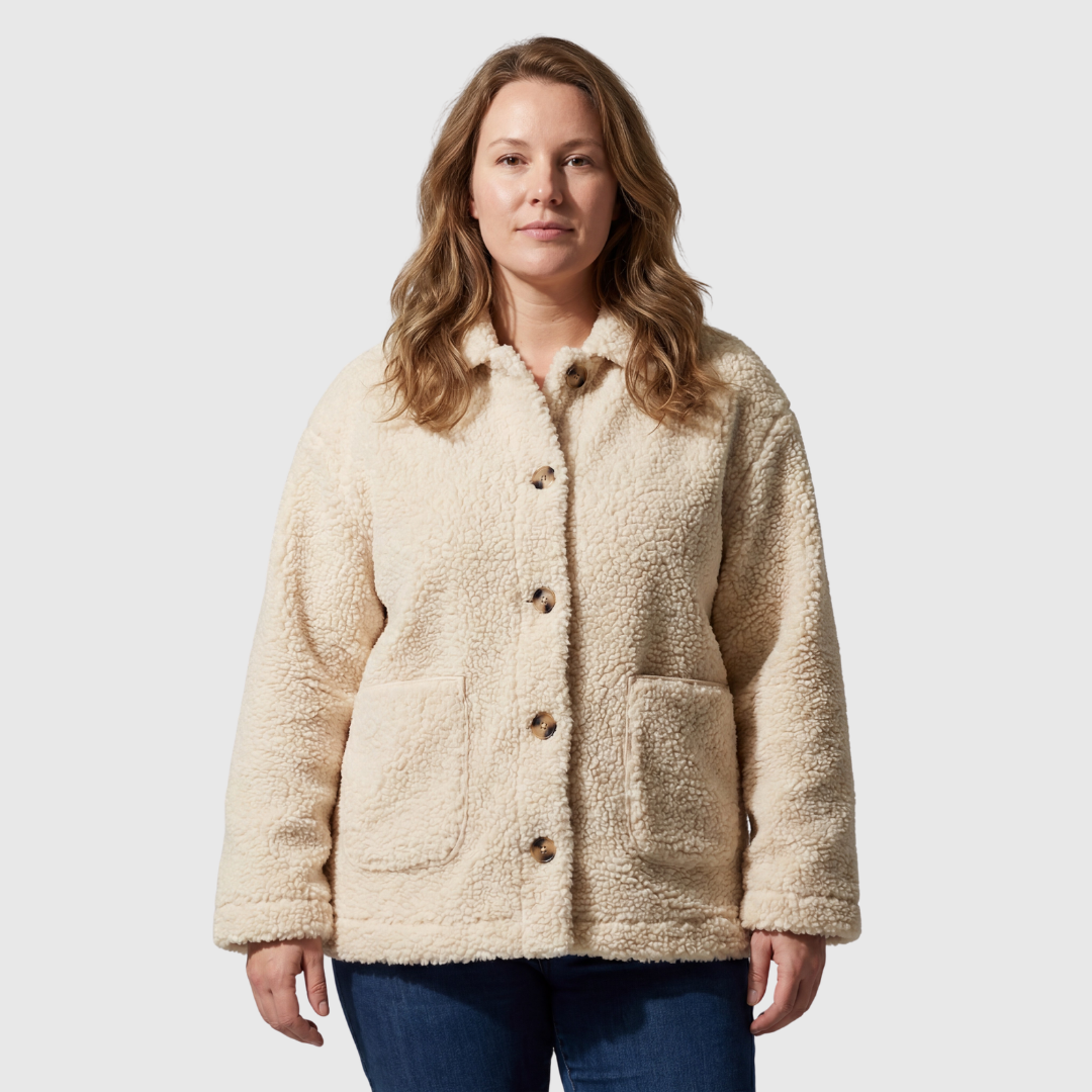 Catalina | Chaqueta Borreguito Crema con Botones