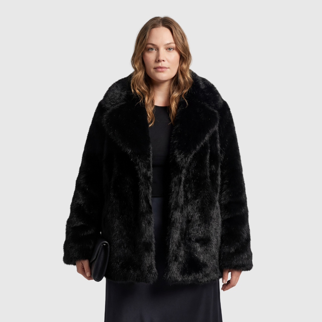 Margarita | Chaqueta Corta de Pelo con Cuello Ancho