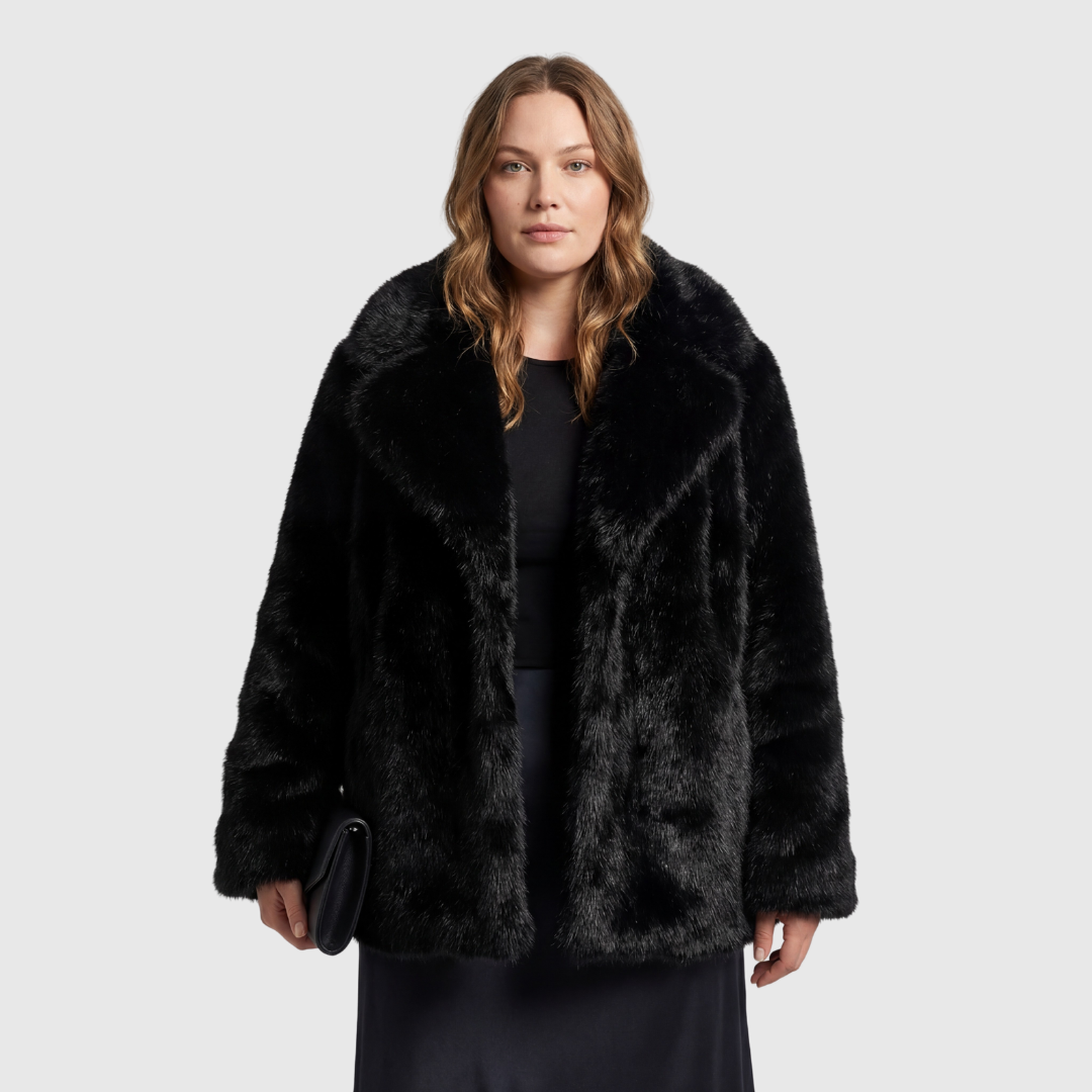 Margarita | Chaqueta Corta de Pelo con Cuello Ancho