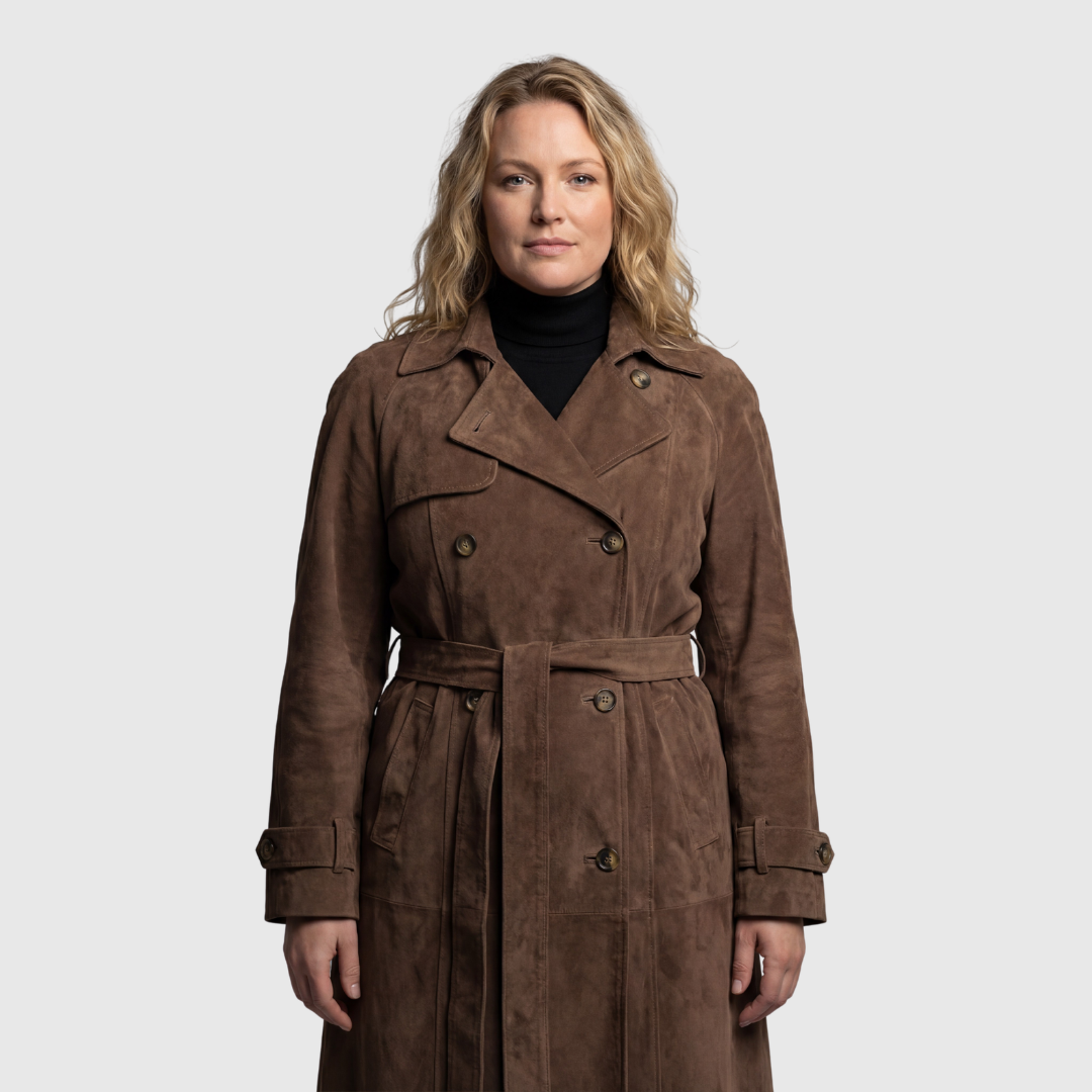 Eva | Gabardina de Ante Sintético con Cinturón