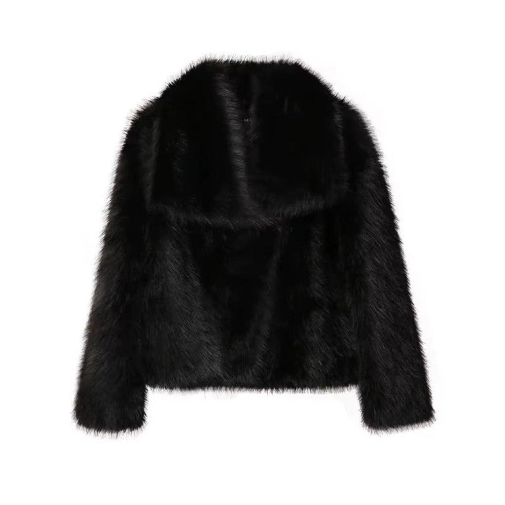 Margarita | Chaqueta Corta de Pelo con Cuello Ancho