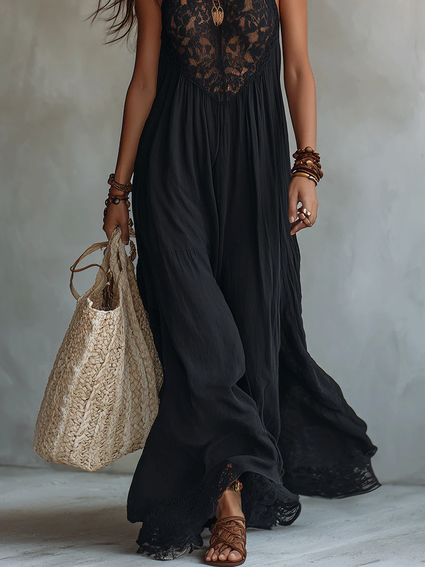 Almudena · Vestido Maxi Bohemio con Encaje