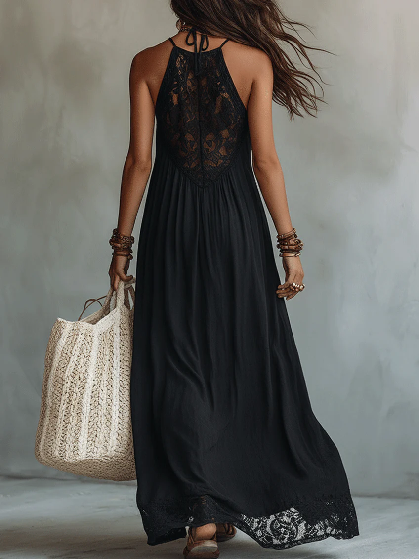 Almudena · Vestido Maxi Bohemio con Encaje