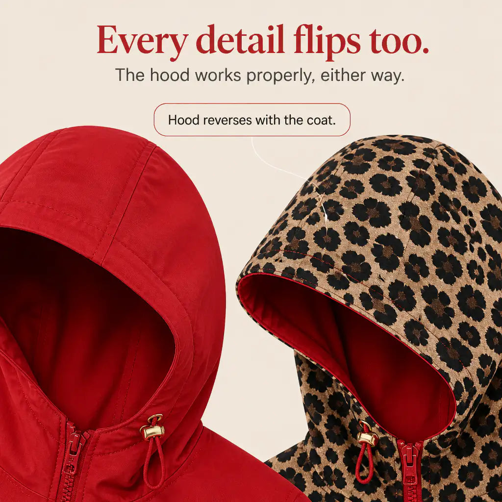 Lorena | Abrigo Reversible de Leopardo con Capucha