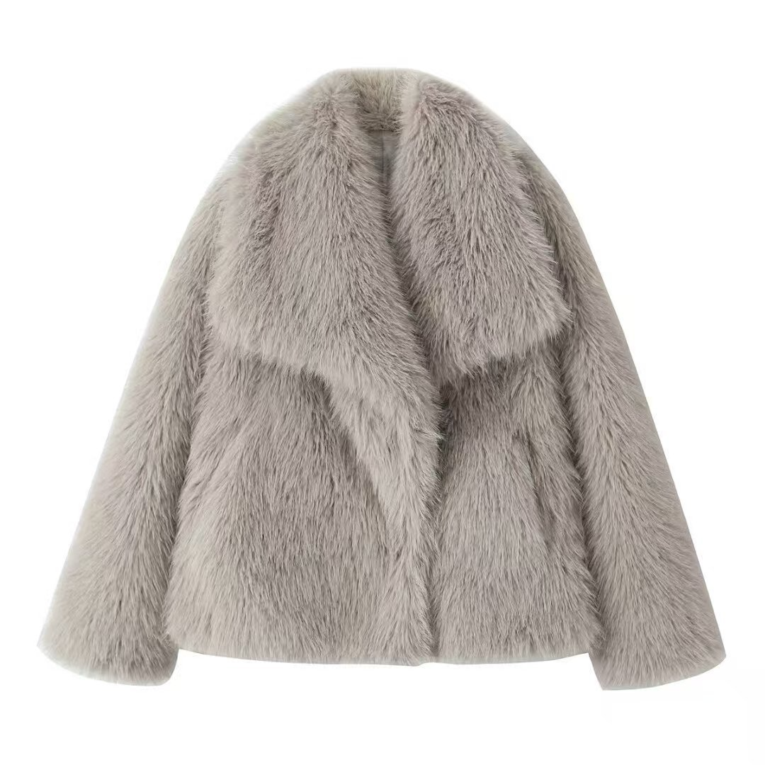 Margarita | Chaqueta Corta de Pelo con Cuello Ancho