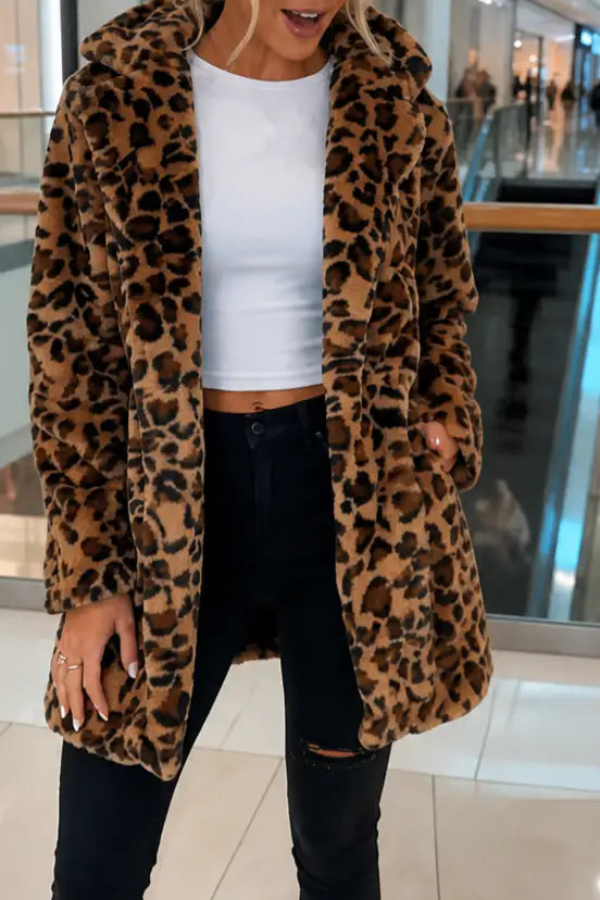 Carolina | Abrigo Largo de Pelo Sintético Leopardo