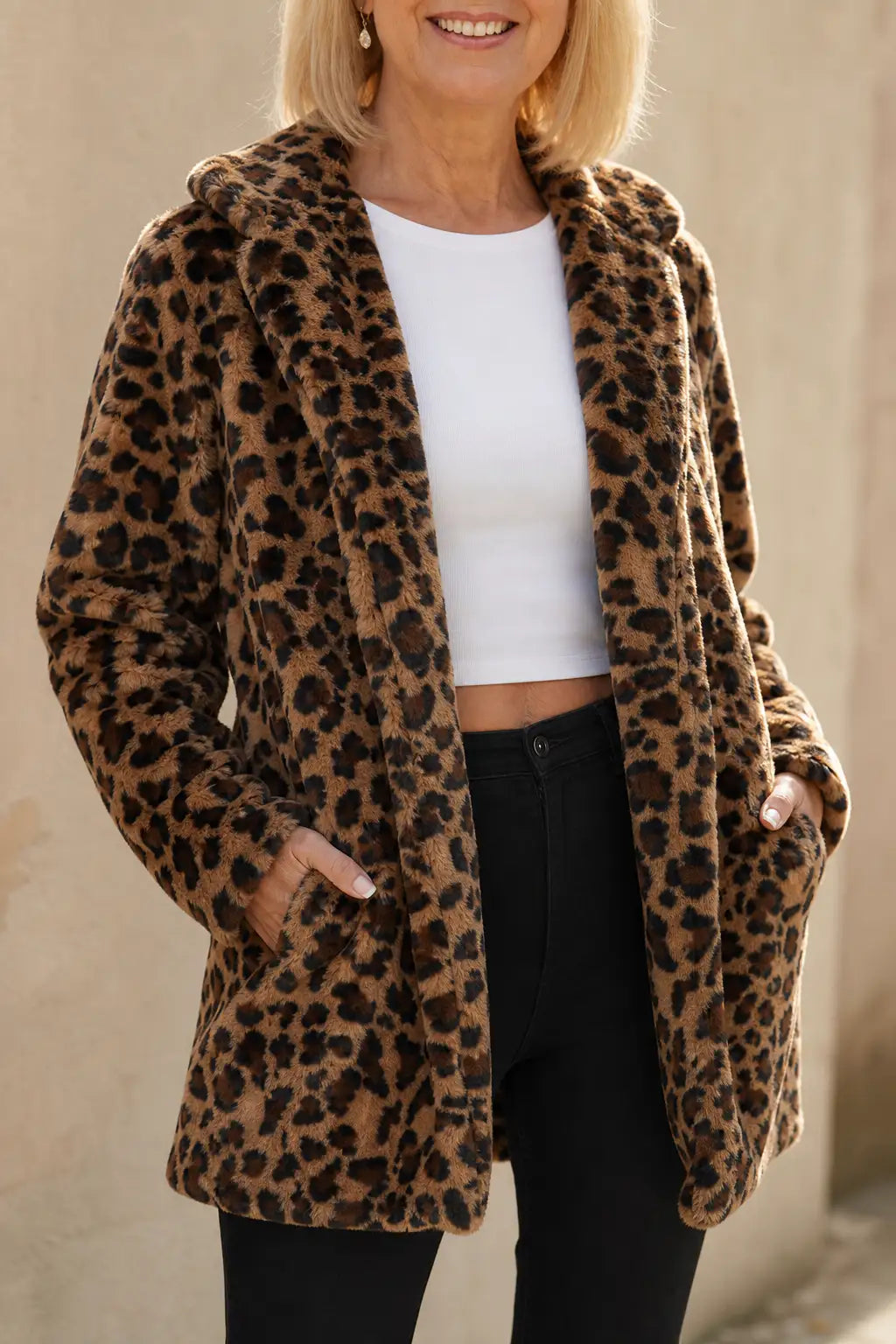 Carolina | Abrigo Largo de Pelo Sintético Leopardo