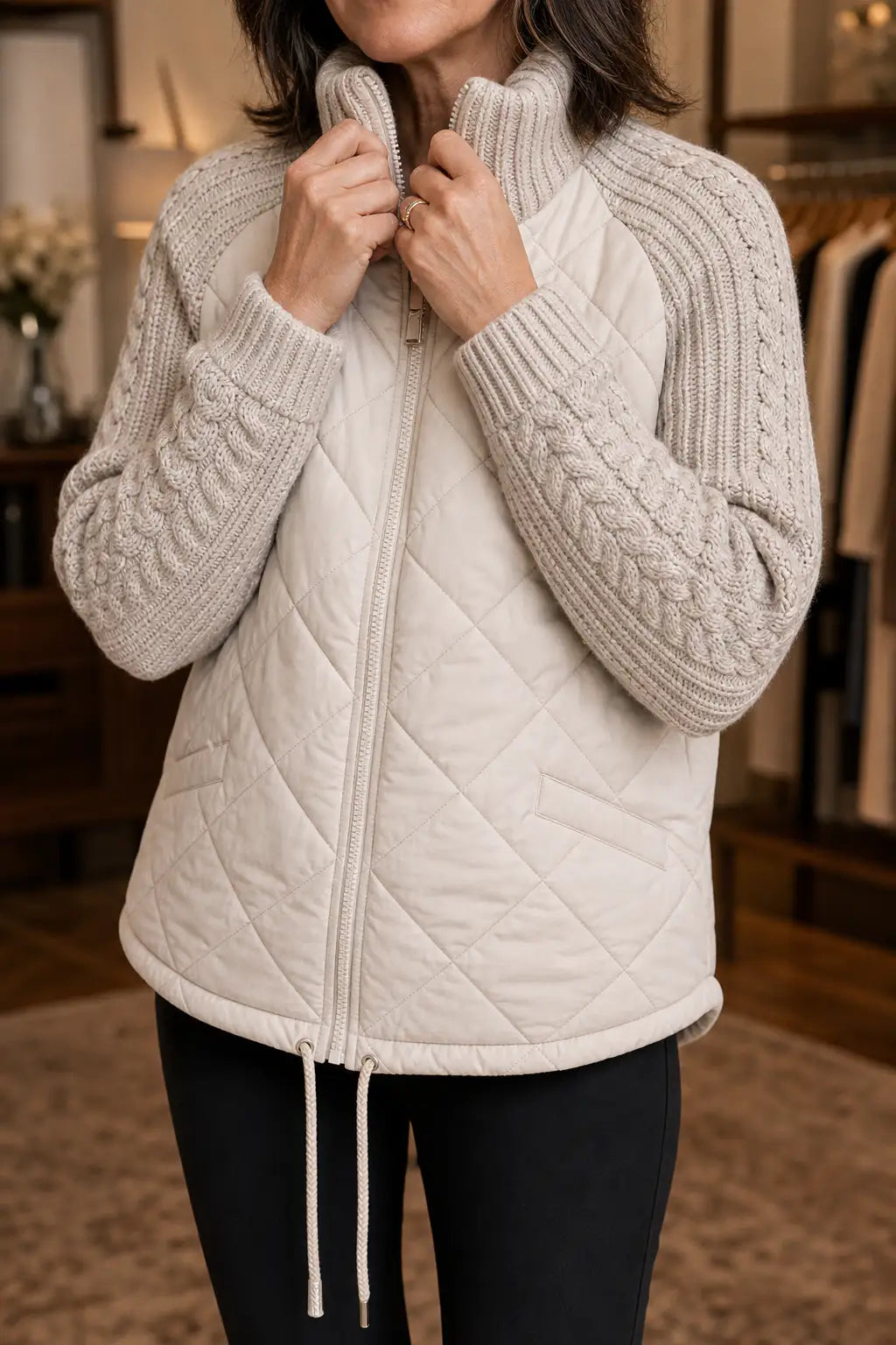 Elsa | Chaqueta Acolchada con Paneles de Punto