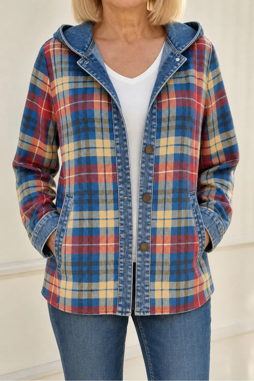 Carmen | Sobrecamisa de Cuadros con Capucha Vaquera