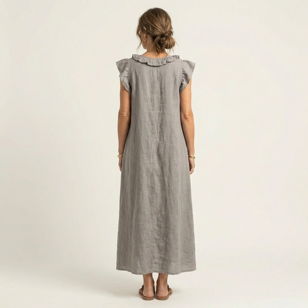 Josette · Vestido Maxi Fluido con Mangas de Volantes