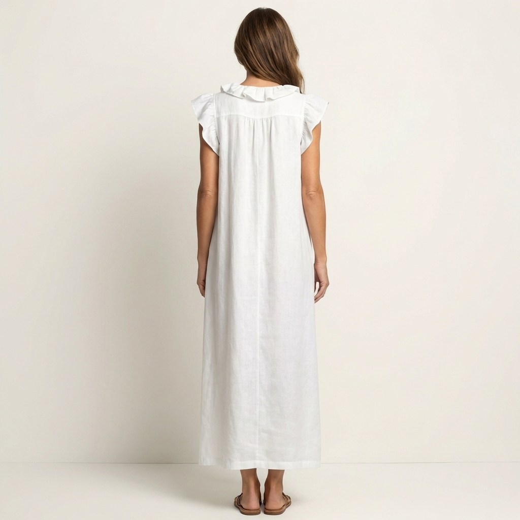 Josette · Vestido Maxi Fluido con Mangas de Volantes