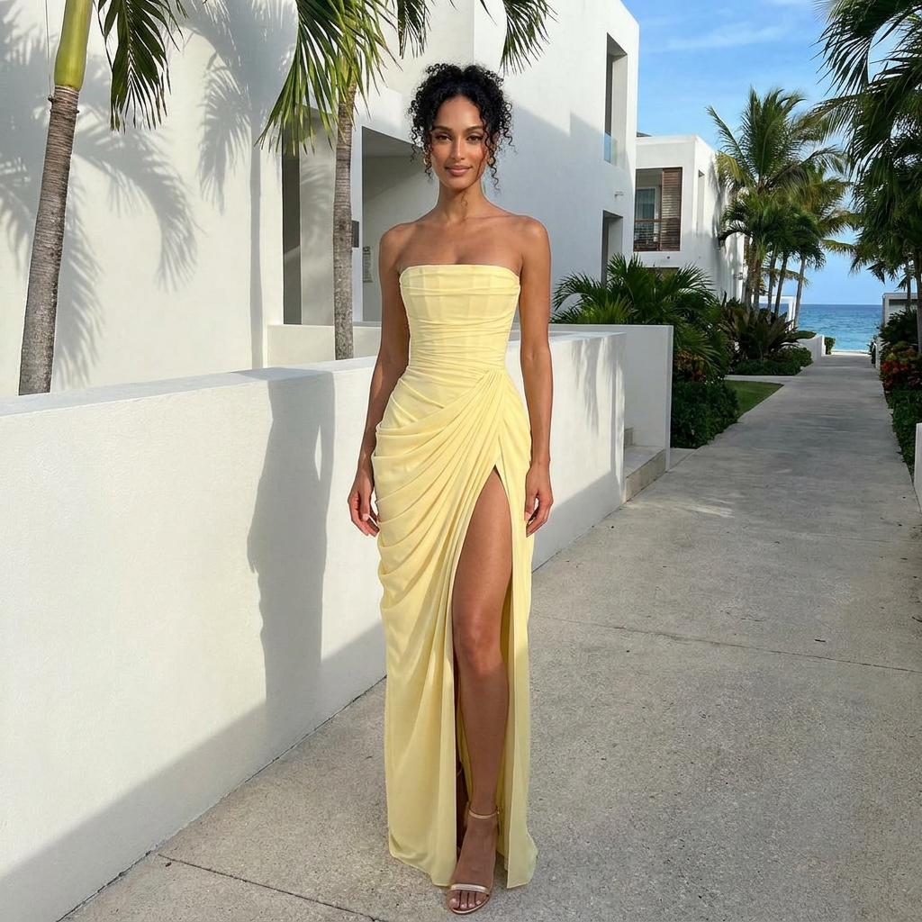 Ciara – Vestido maxi con corsé drapeado