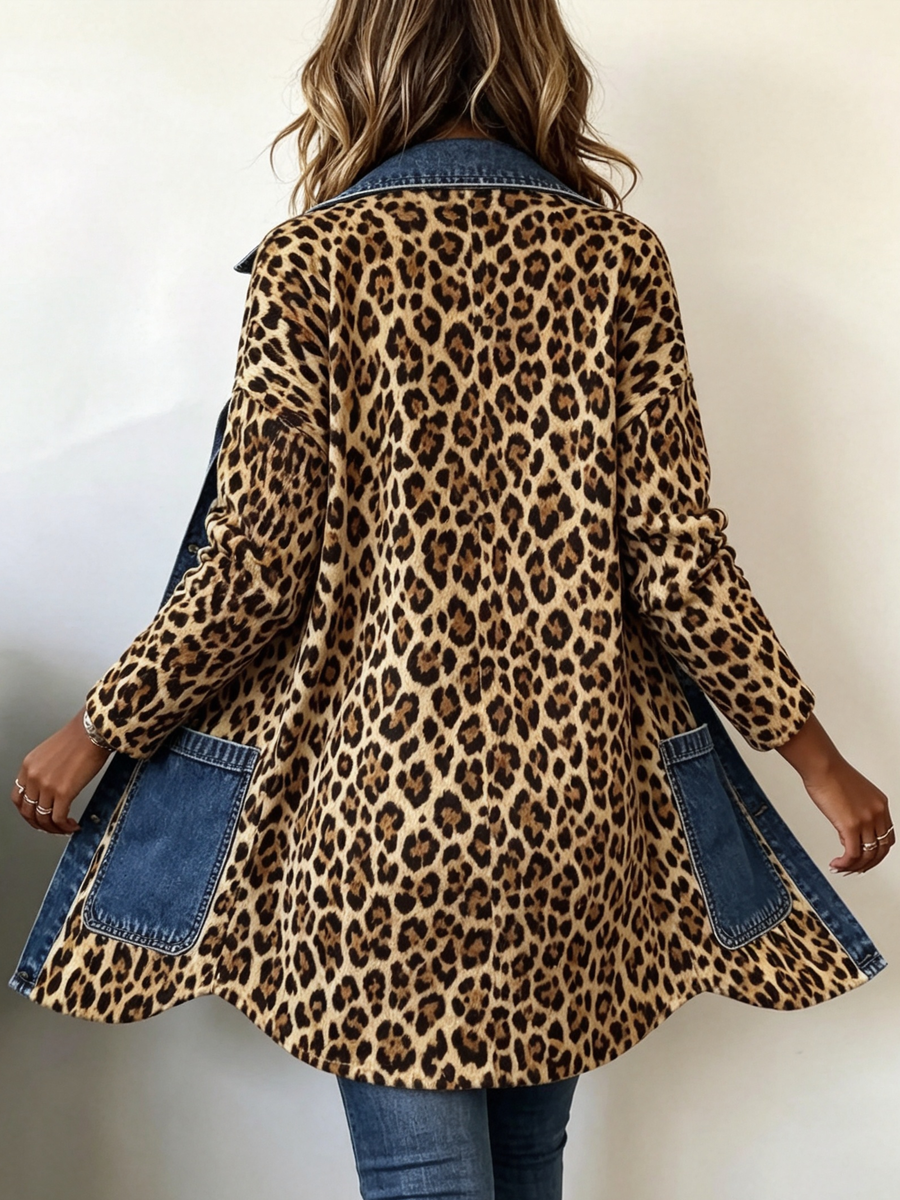 Clara | Chaqueta Larga de Leopardo con Vaquero