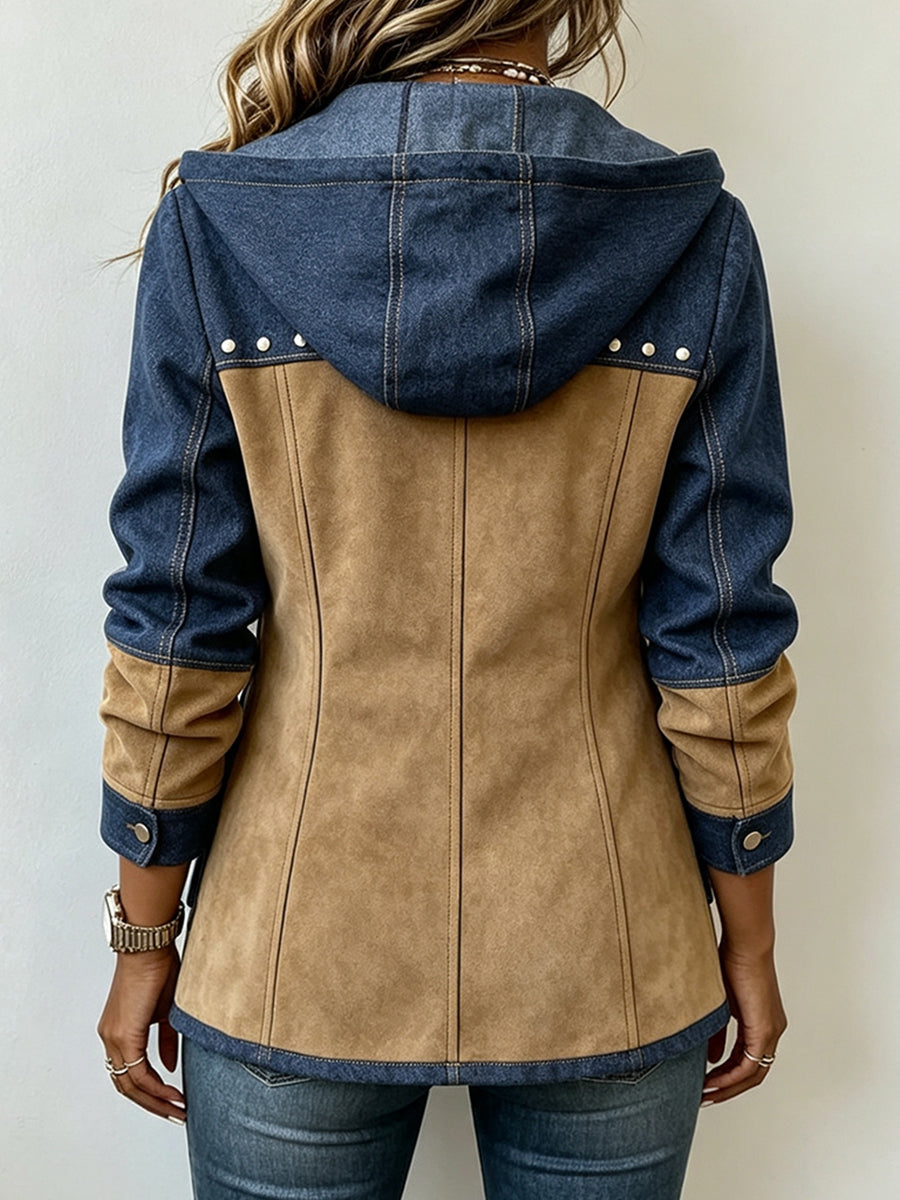 Alba | Chaqueta con Capucha en Marino y Camel
