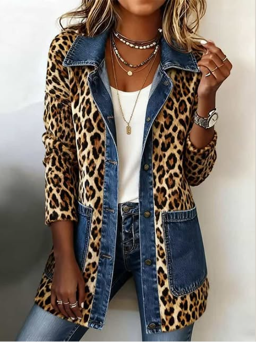 Clara | Chaqueta Larga de Leopardo con Vaquero